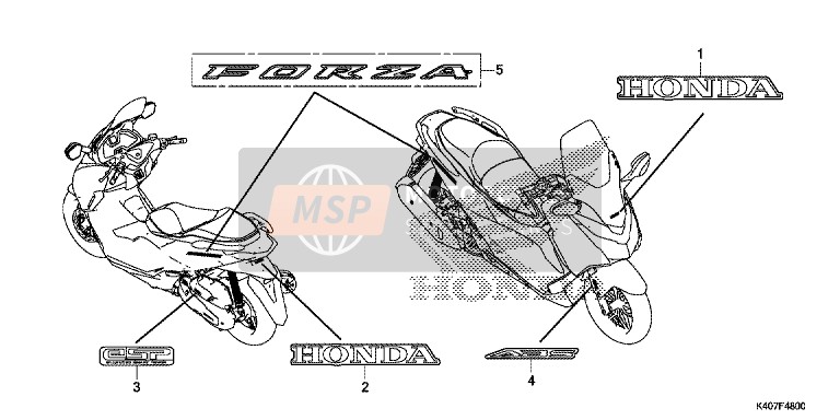 Honda NSS125AD 2015 marca/ Emblema para un 2015 Honda NSS125AD